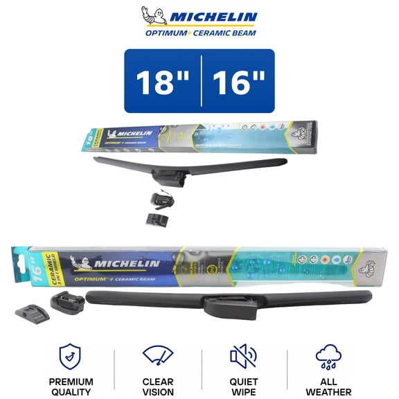 Michelin Optimum+ Ceramic Beam 18"/16" Wiper Blade Set 2-Pc For Dodge 95 - Ultra-Quiet Operation | Extended Durability & Long Life