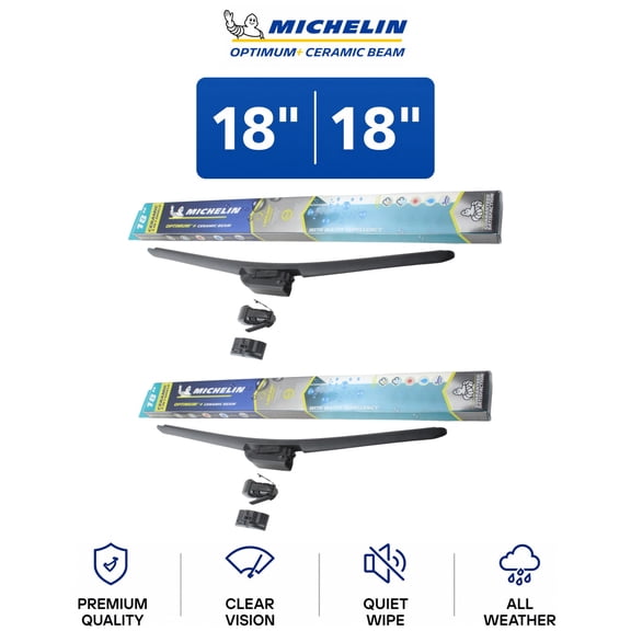 Michelin Optimum+ Ceramic Beam 18"/18" Wiper Blade Set 2-Pc For Brougham 87-92 - Ultra-Quiet Operation | Extended Durability & Long Life