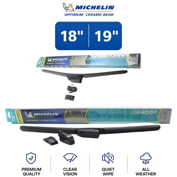 Michelin Optimum+ Ceramic Beam 18"/19" Wiper Blade Set 2-Pc For Cooper 02-24 - Ultra-Quiet Operation | Extended Durability & Long Life