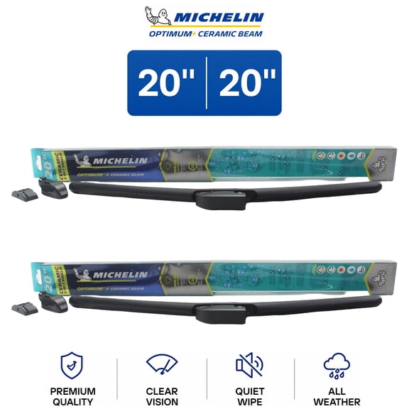 Michelin Optimum+ Ceramic Beam 20"/20" Wiper Blade Set 2-Pc For Think City 11 - Ultra-Quiet Operation | Extended Durability & Long Life
