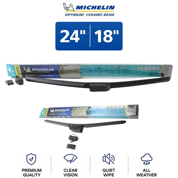 Michelin Optimum+ Ceramic Beam 24"/18" Wiper Blade Set 2-Pc For Corolla Cross - Ultra-Quiet Operation | Extended Durability & Long Life