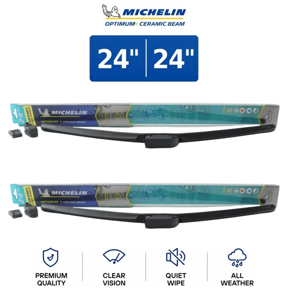 Michelin Optimum+ Ceramic Beam 24"/24" Wiper Blade Set 2-Pc For Honda 95-98