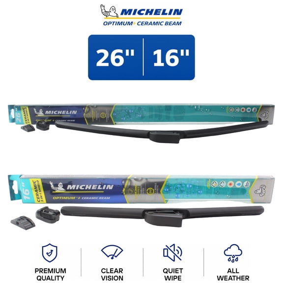 Michelin Optimum+ Ceramic Beam 26"/16" Wiper Blade Set 2-Pc For G80 17-26 - Ultra-Quiet Operation | Extended Durability & Long Life