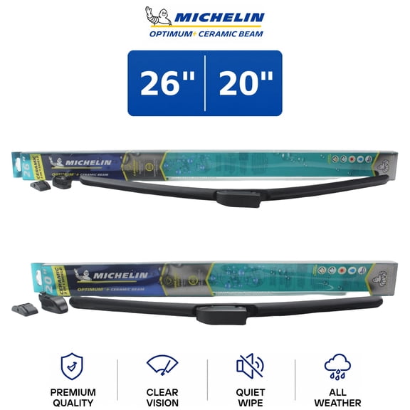 Michelin Optimum+ Ceramic Beam 26"/20" Wiper Blade Set 2-Pc For F8 Spider 21-23 - Ultra-Quiet Operation | Extended Durability & Long Life