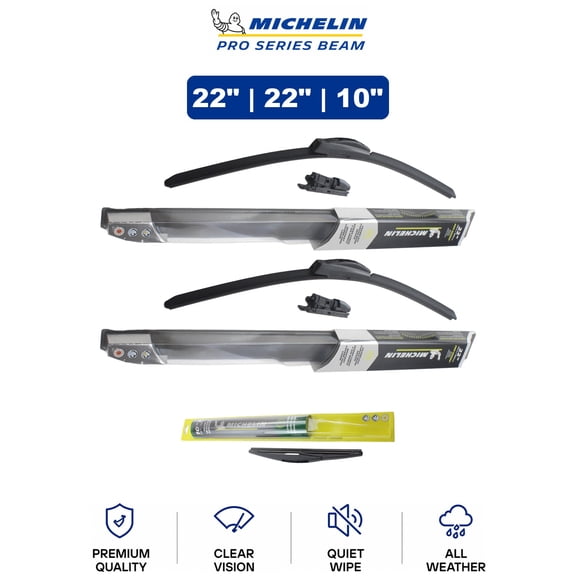 Michelin Pro Series Beam 22"/22"/10" 3-Pc Wiper Blade Set For Dodge Magnum 05-08 - Uniform-Contact Pro Design | Front & Rear Set