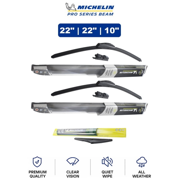 Michelin Pro Series Beam 22"/22"/10" 3-Pc Wiper Blade Set For Dodge Magnum 05-08 - Uniform-Contact Pro Design | Front & Rear Set