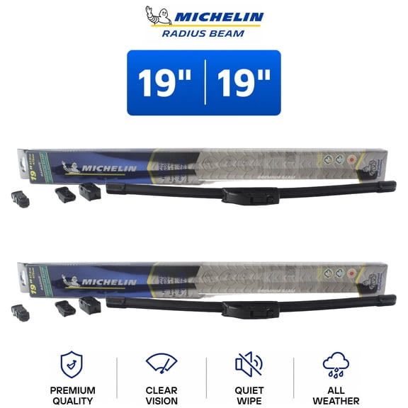 Michelin Radius Beam 19"/19" Wiper Blade Set 2-Pc For Mitsubishi Eclipse 90-91 - Arc-Fit Technology | Superior Year-Round Visibility