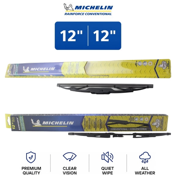 Michelin RainForce Conventional 12"/12" Wiper Blade Set 2-Pc For Alfa GTZ 64 - Classic Frame Technology | Built for Rainy Conditions