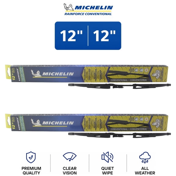 Michelin RainForce Conventional 12"/12" Wiper Blade Set 2-Pc For Alfa GTZ 64 - Classic Frame Technology | Built for Rainy Conditions