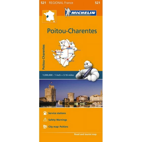 Michelin Regional Maps: France : Poitou-Charentes Map 521 (Sheet map, folded)