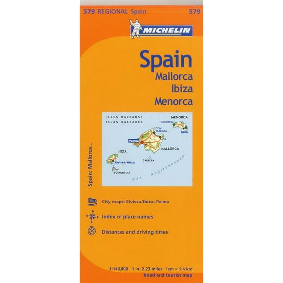 Michelin Spain: Balearic Islands Map 579 : - Folded Map