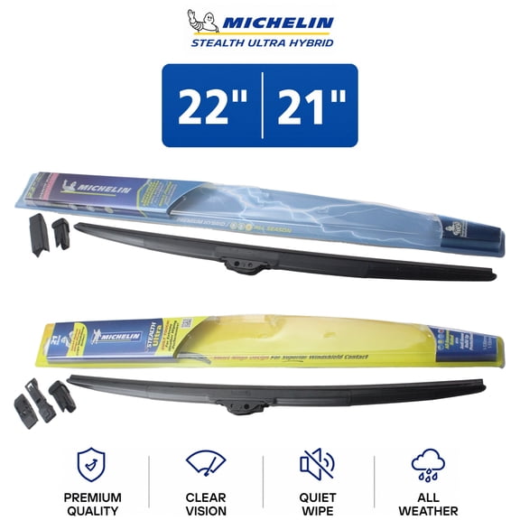 Michelin Stealth Ultra Hybrid 22"/21" Wiper Blade Set 2-Pc For Saturn SC2 93-02 - Advanced Dual-Force Technology | All-Season Clarity