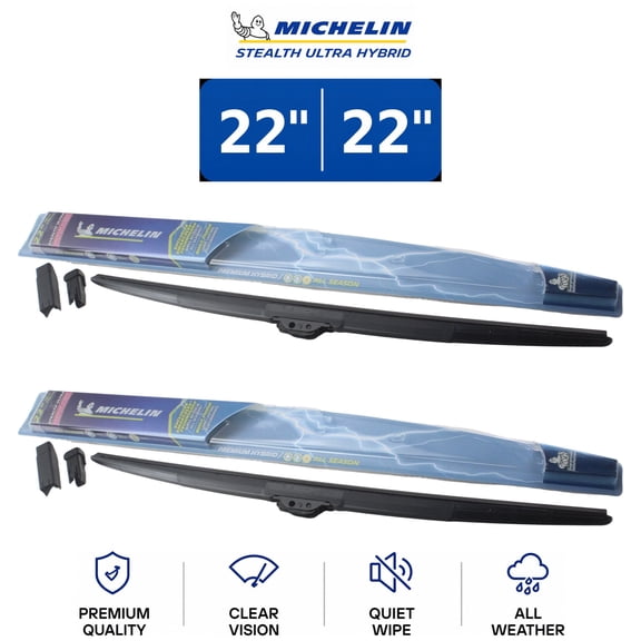 Michelin Stealth Ultra Hybrid 22"/22" Wiper Blade Set 2-Pc For Regency 97-98 - Advanced Dual-Force Technology | All-Season Clarity