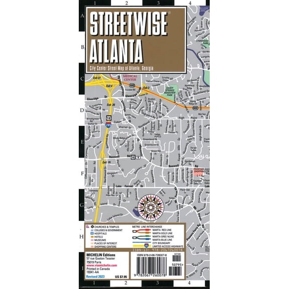 Michelin Streetwise Maps Streetwise Atlanta Map: Laminated City Center Map of Atlanta, Georgia, (Paperback)