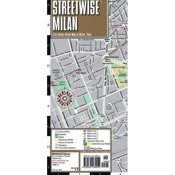 Michelin Streetwise Maps Streetwise Milan Map: Laminated City Center Street Map of Milan, Italy, (Paperback)