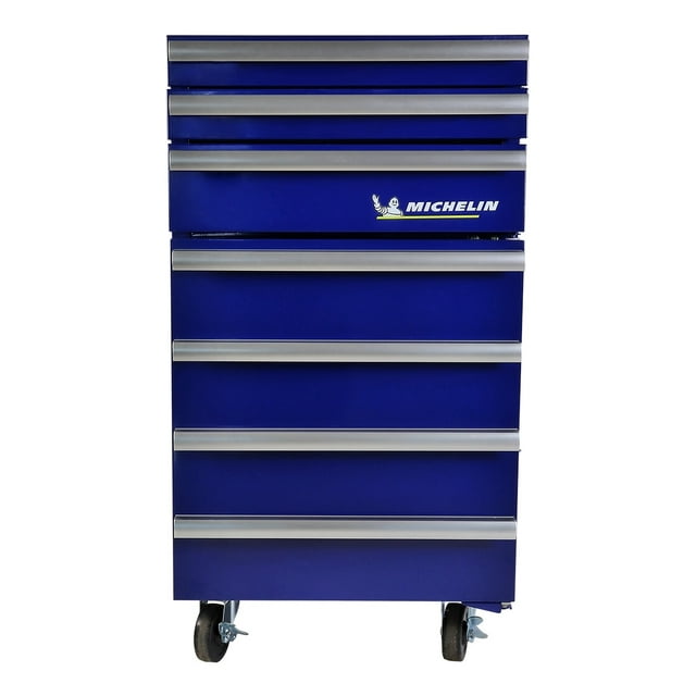 Michelin Tool Chest Compact Fridge, 1.8 Cu ft. (50L), Blue, with Wheels