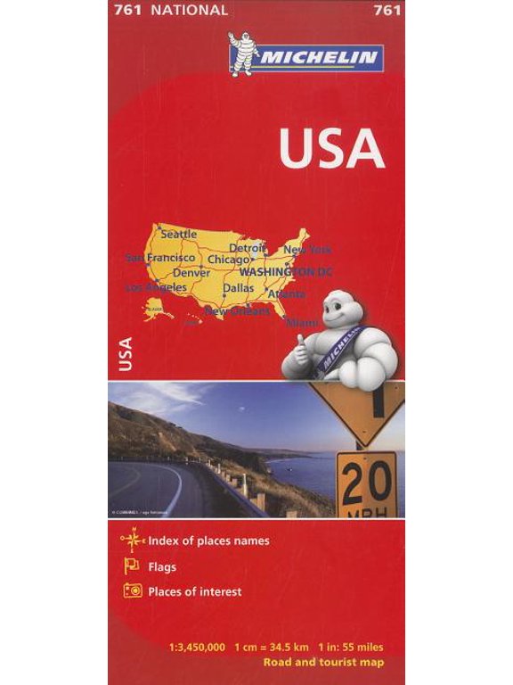 USA Accurate and Easy To Read Road Map, 4.63 x 0.49 in