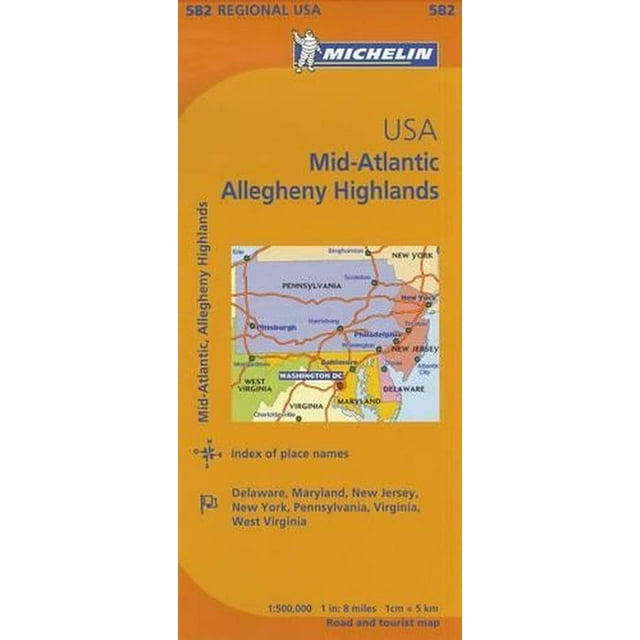 Michelin USA: Mid-Atlantic, Allegheny Highlands Map 582 - Folded Map