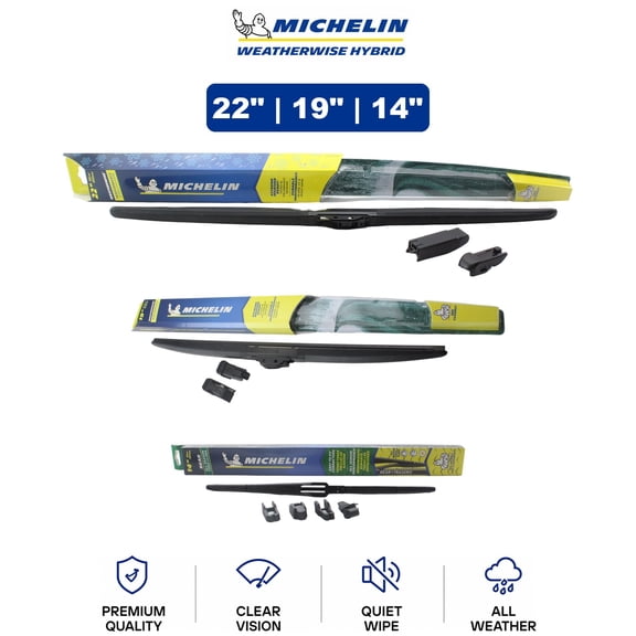 Michelin WeatherWise Hybrid 22"/19"/14" 3-Pc Wiper Blade Set For Mitsub. 03-06 - Rain, Snow & Ice Ready | Includes Front & Rear