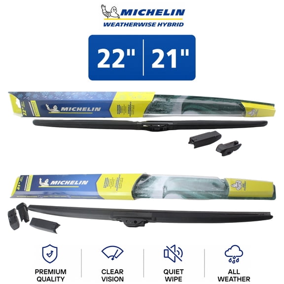Michelin WeatherWise Hybrid 22"/21" Wiper Blade Set 2-Pc For Saturn SC2 93-02 - Engineered for Rain, Snow & Ice | Streak-Free Set