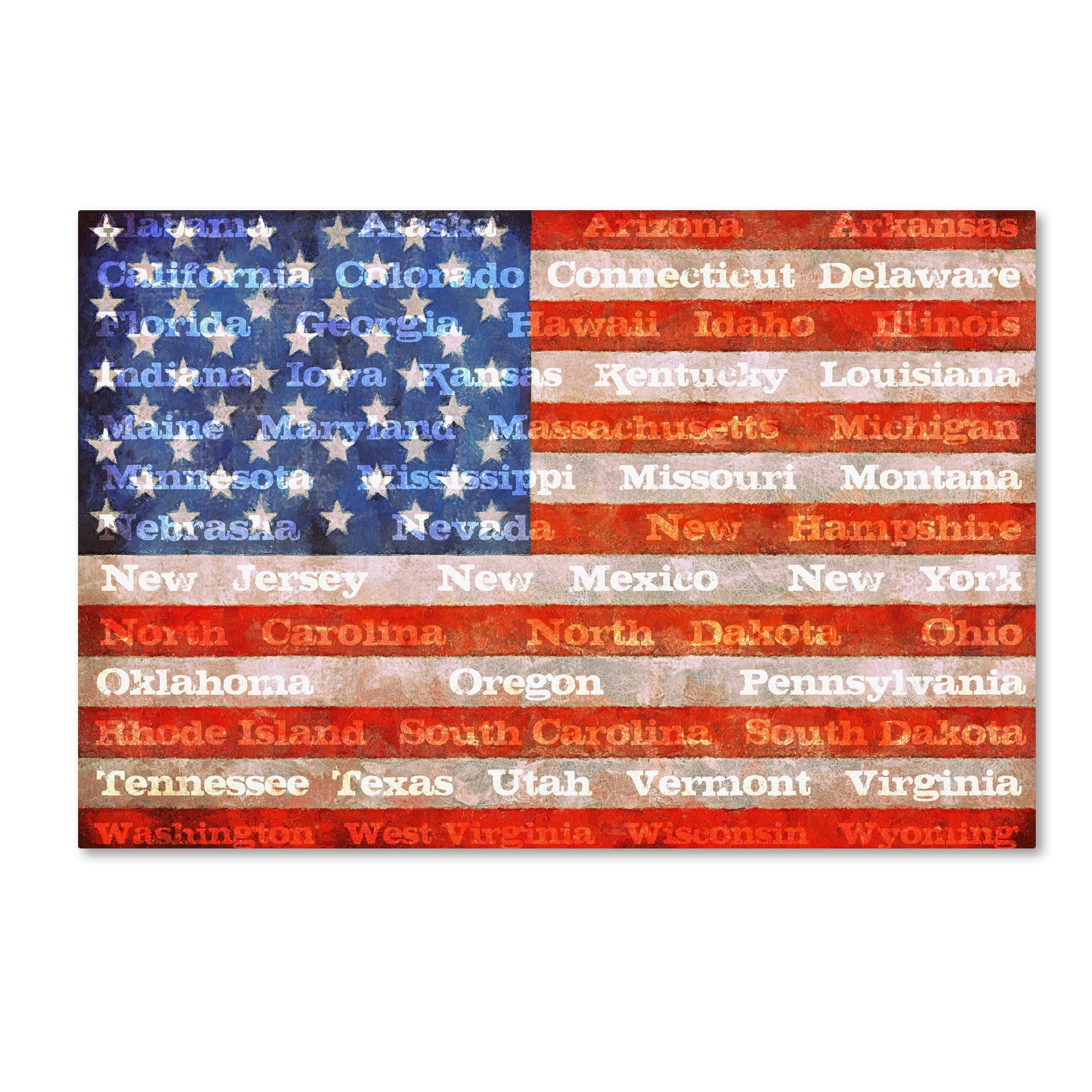 American Flag with States Canvas Art Print, 32" x 22"