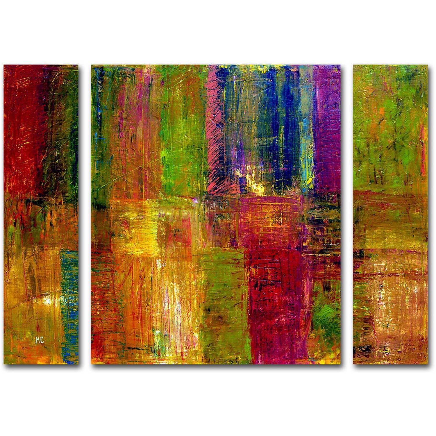 Large Multicolor Abstract 3-Piece Canvas Art Set