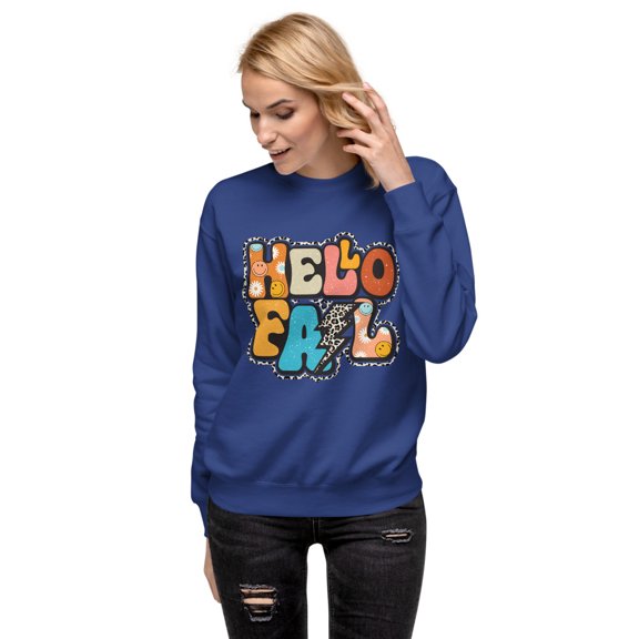 Michelle Hartman Hello Fall Premium Sweatshirt, Sizes S-3X (Team Royal, M)