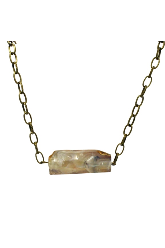 Michelle Marie Dark Neutral Agate Bar Statement Necklace