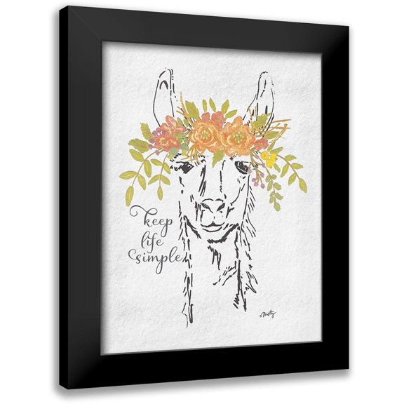 Michelle, Misty 12x14 Black Modern Framed Museum Art Print Titled - Keep Life Simple Llama