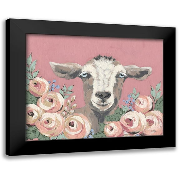 Michelle, Misty 14x12 Black Modern Framed Museum Art Print Titled - Goat in the Garden