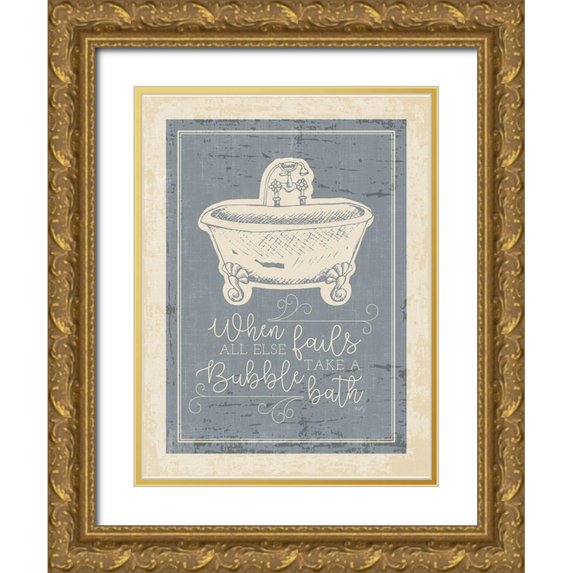 Michelle, Misty 25x32 Gold Ornate Wood Framed with Double Matting Museum Art Print Titled - Bubble Bath