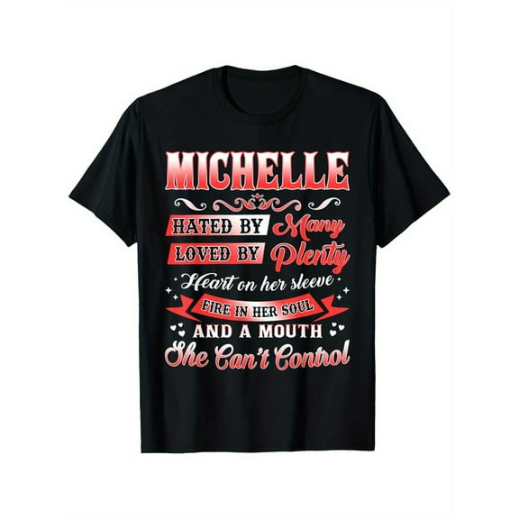 Michelle Name T-Shirt - Mother & Son Bond No One Can Break Funny Graphic Tee, 180g 100% Cotton Black Shirt with Red/White Text, S-XXXL Sizes, Gift for Men Women Family Friends, T Shirt