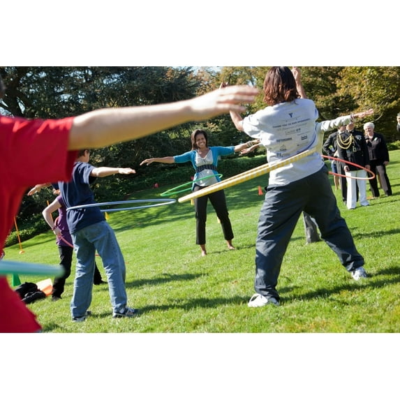 Michelle Obama Hula Hoops With Children During The Healthy Kids Fair On The South Lawn Of The White House Oct. 21 2009. History (36 x 24)