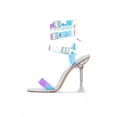 thumbnail image 1 of Michelle Parker Luxurious Hologram Heels Open Toe  Buckle Strappy Sandals Pumps (Hologram, 7), 1 of 1