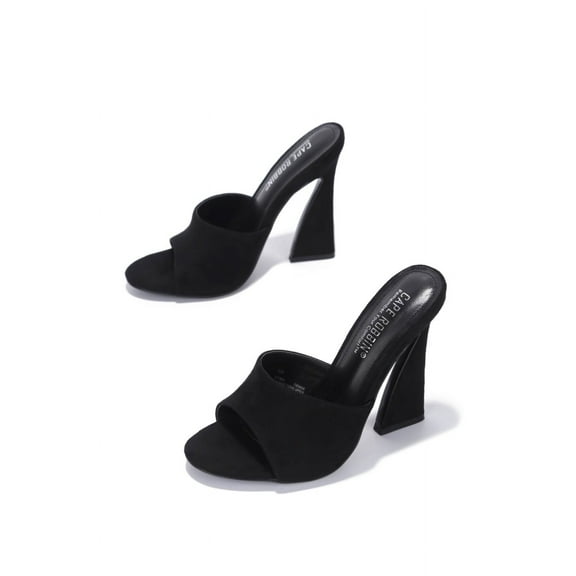 Michelle Parker THENOIR Women Nude Clear Open Toe Slip On High Heel Mule Pumps (Black, 6.5)