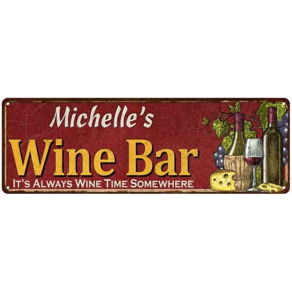 Michelle's Wine Bar Red Home Kitchen Decor 8x24 Sign 108240056026