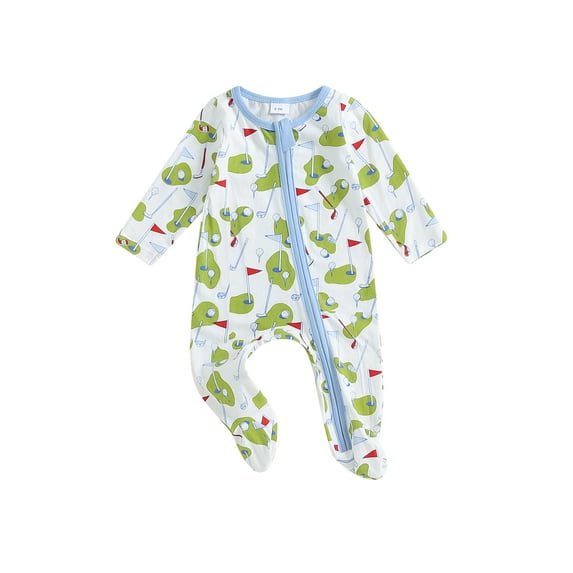 Michellecmm Baby Boy Girl Golf Romper Long Sleeve Full Length Footed Jumpsuit