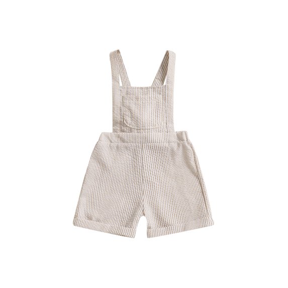 Michellecmm Baby Boys Girls Overalls Sleeveless Square Neck Stripes Print Suspender Shorts Toddler Romper