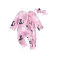 thumbnail image 1 of Michellecmm  Baby Girl Halloween Bodysuits Ghost Cobweb Zip Up Fall Romper Headband, 1 of 9