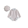 thumbnail image 1 of Michellecmm Baby Girl Rash Guard Swimsuit Plaid Print Long Sleeve Bow Bathing Suit with Swim Cap, 1 of 9
