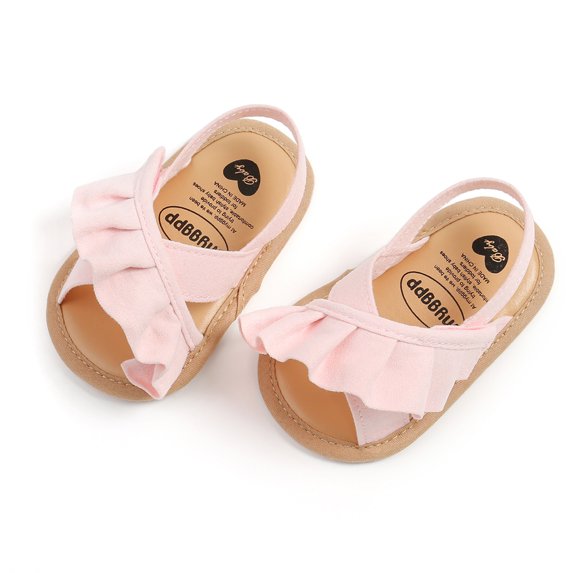 Michellecmm Baby Girl Summer Sandals, Cute Ruffle Flats Non-Slip Soft Sole Infant First Walkers