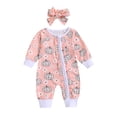 thumbnail image 1 of Michellecmm Baby Girls 2 Piece Outfits Halloween Pumpkin/Ghost Print Long Sleeves Romper and Cute Headband for Toddler Infant Fall, 1 of 9