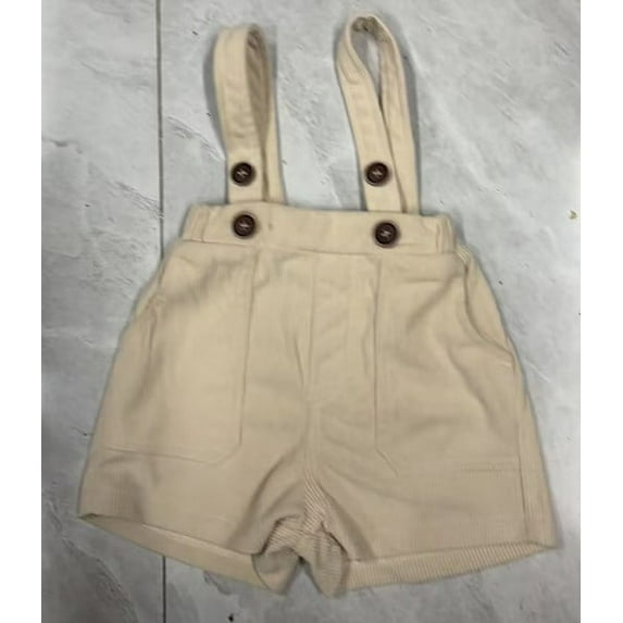 Michellecmm Boy Girl Suspender Shorts Solid Color Corduroy Shorts Overalls