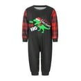 thumbnail image 1 of Michellecmm Christmas Family Pajamas Matching Set, Long Sleeve Dinosaur Print T-shirt with Plaid Pants Sleepwear Loungewear, 1 of 8