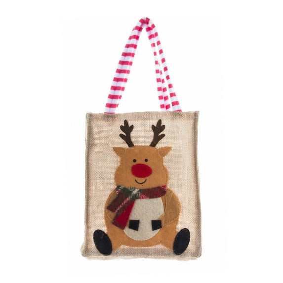 Michellecmm Christmas Present Bag Non Woven Candy Santa Claus Reindeer Snowman Present Embroidery Handbag