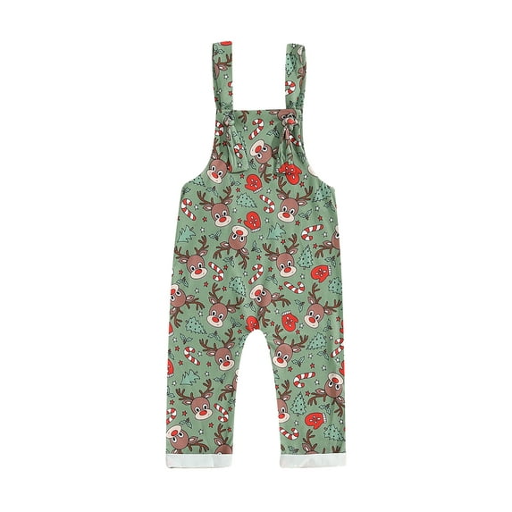 Michellecmm Christmas Toddler Girls Boys Overalls Reindeer/Santa Print Romper