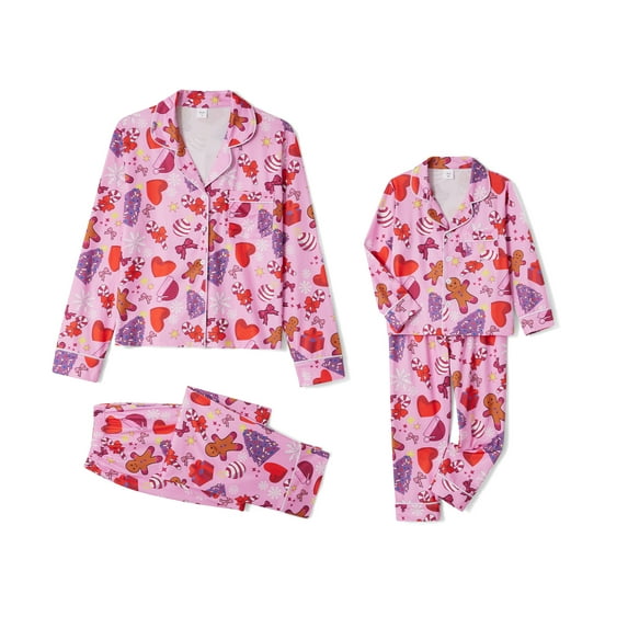 Michellecmm Family Matching Christmas Pajama Set, Heart Print Long Sleeve Tops Elastic Waist Pants for Fall Winter