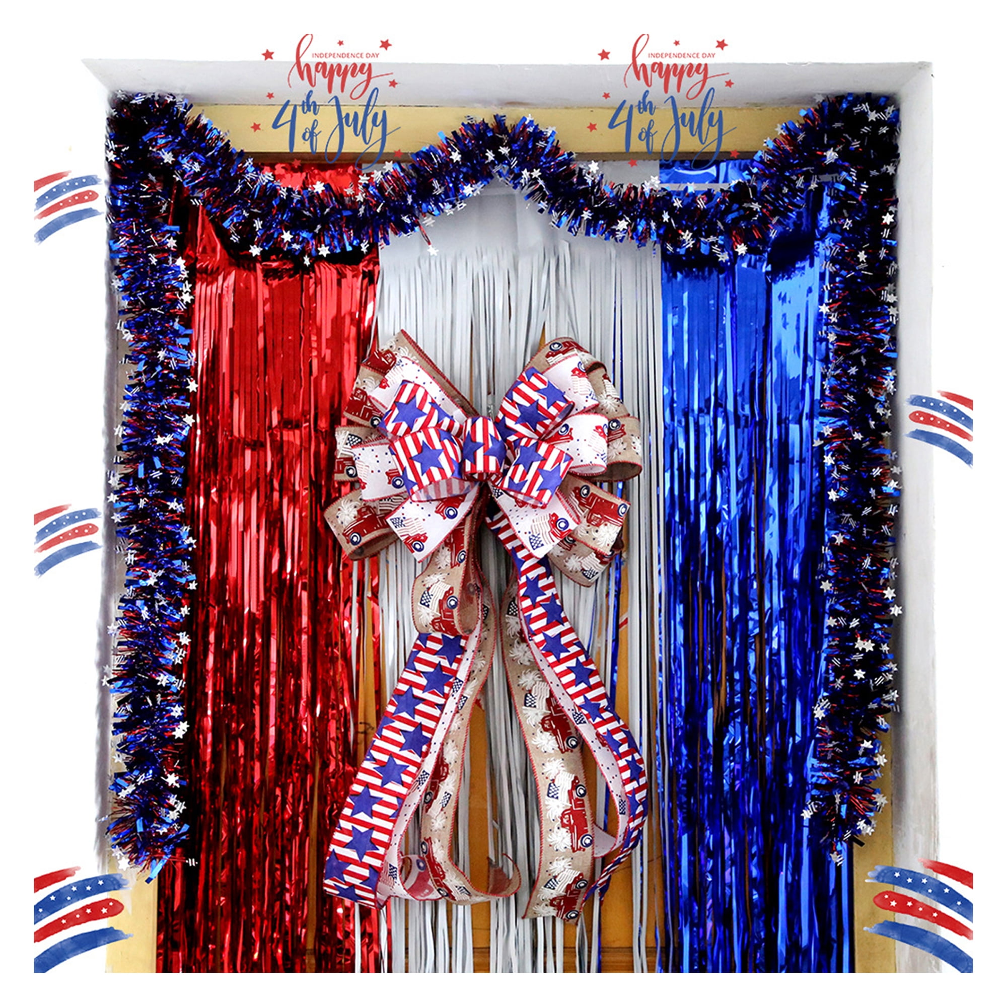 Michellecmm Fourth of July Decorations Large Stars and Stripes Burlap