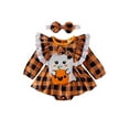 thumbnail image 1 of Michellecmm  Girls Romper Dress Pumpkin Ghost Embroidery Romper with Headband, 1 of 9