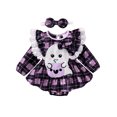 thumbnail image 1 of Michellecmm  Girls Romper Dress Pumpkin Ghost Embroidery Romper with Headband, 1 of 9